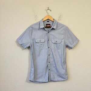 ALESBURY Shirt Gray Striped Slim Fit Button Up Short Sleeve Minimalist